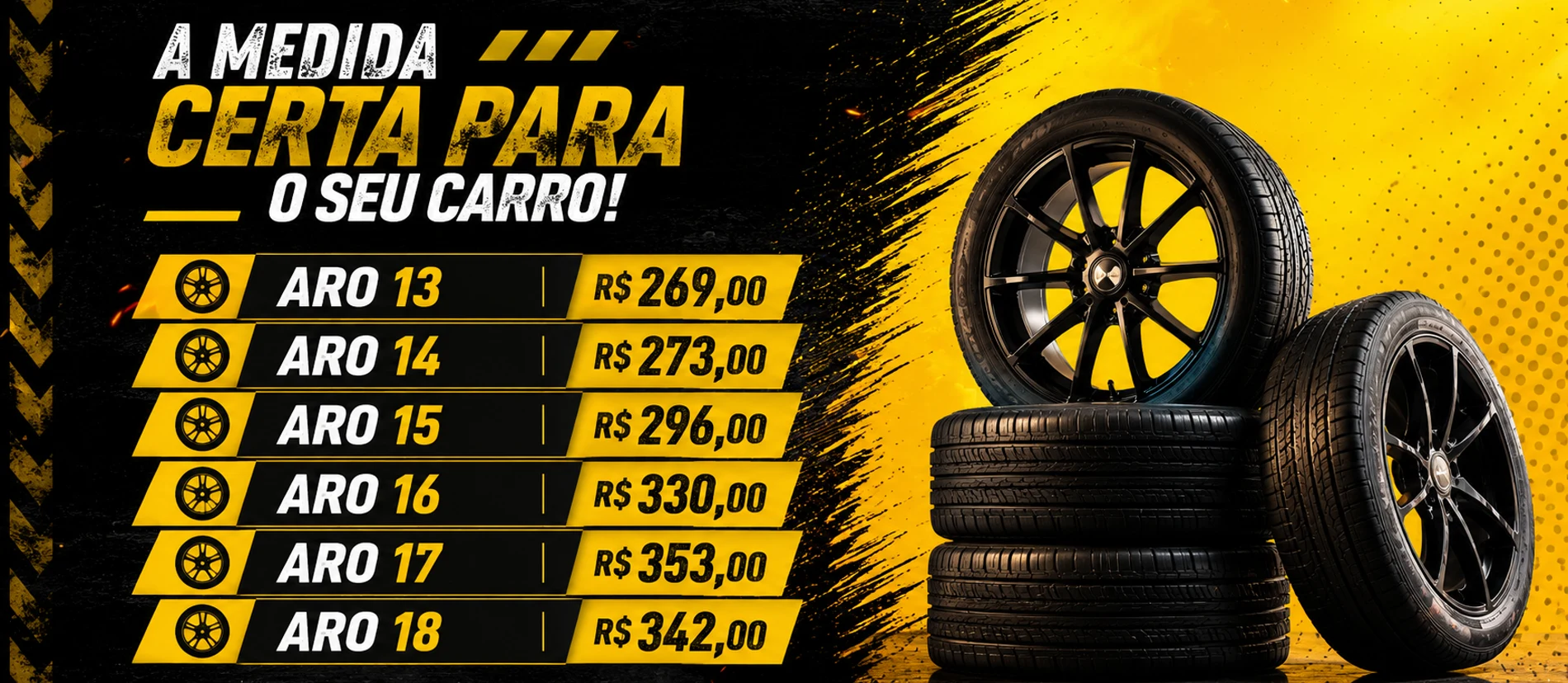 Tabela de precos de pneus por aro - DAC Centro Automotivo